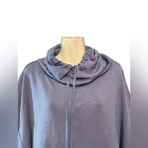 NWT Jones New York Jones & Co Blue Drawstring Cowl Neck Top Sweatshirt - Picture 2 of 8